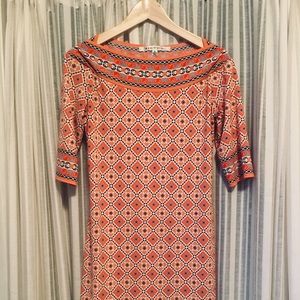 Max Studio coral patterned boatneck dress